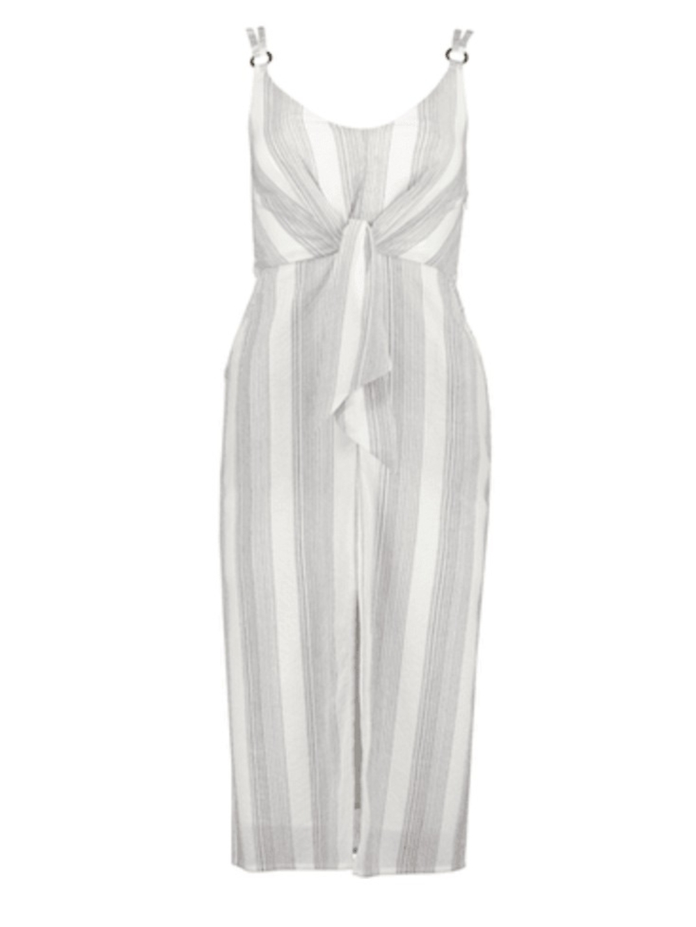 Bishop + Young Striped Tie-Front O-Ring Midi Dress